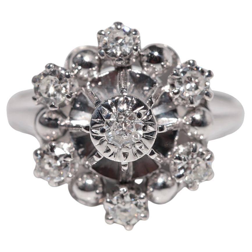 Antique Circa 1920s Art Deco 18k Gold Natural Diamond Decorated Ring For Sale