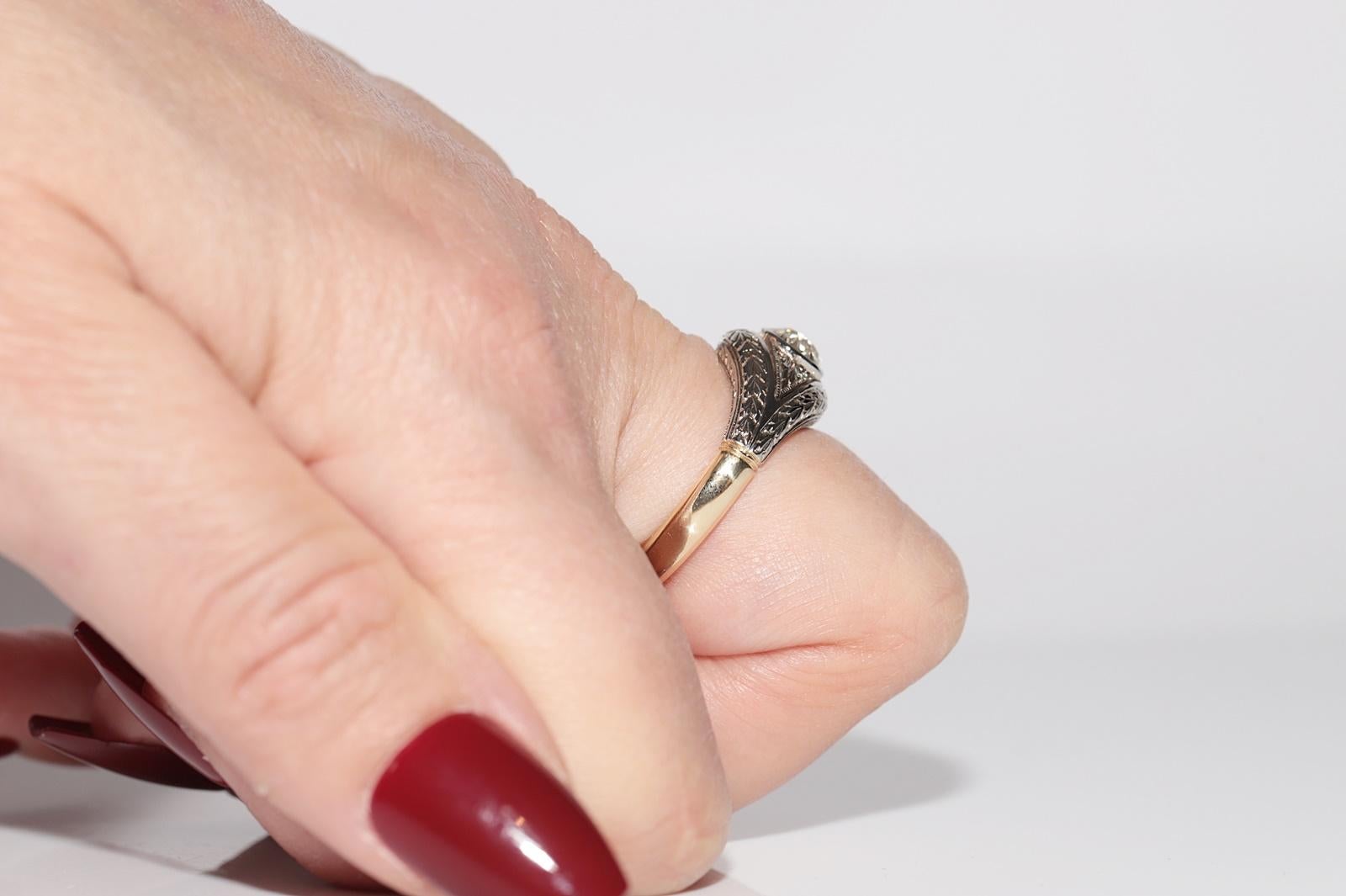 Bague solitaire Art déco ancienne des années 1920 en or 18 carats décorée de diamants naturels Bon état - En vente à Fatih/İstanbul, 34