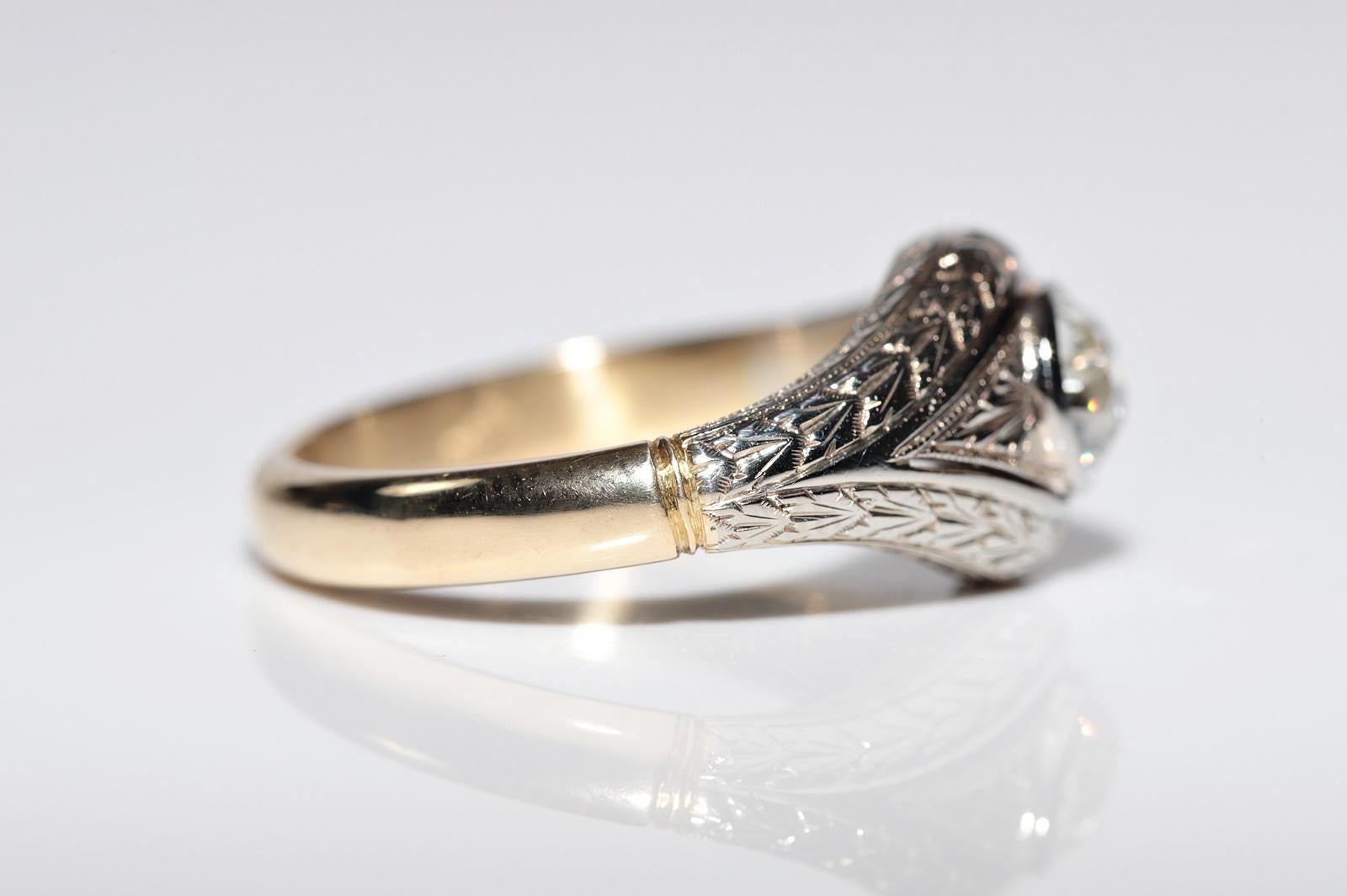 Bague solitaire Art déco ancienne des années 1920 en or 18 carats décorée de diamants naturels en vente 4