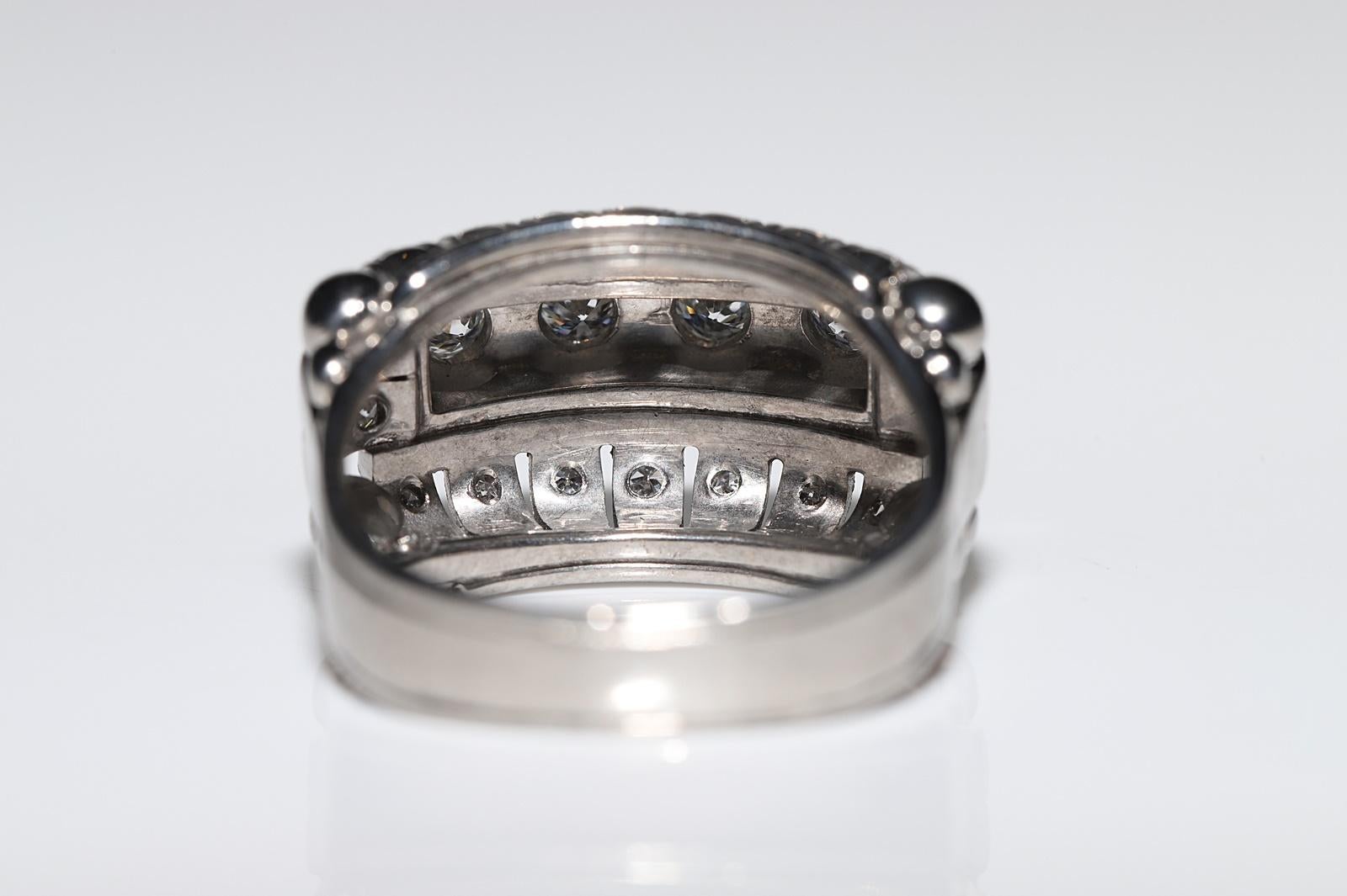 Antike CIRCA 1920s Art Deco 18k Gold natürlichen Diamanten verziert starken Ring im Angebot 4