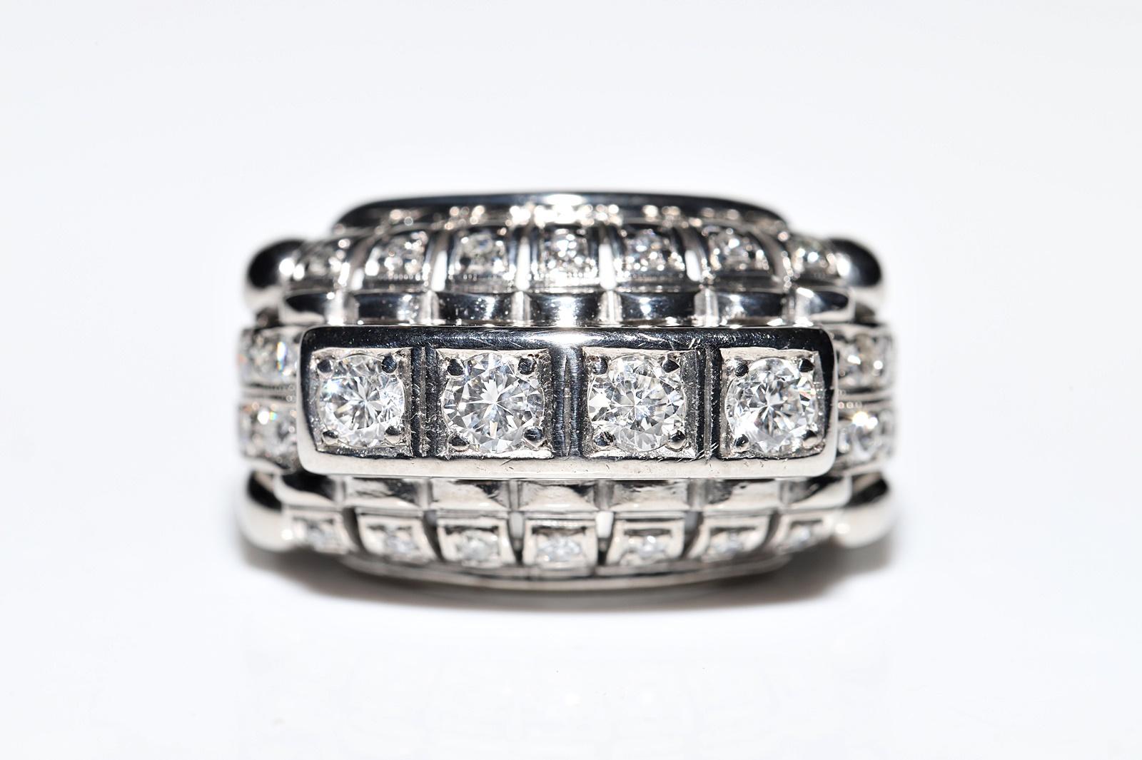 Antike CIRCA 1920s Art Deco 18k Gold natürlichen Diamanten verziert starken Ring Damen im Angebot