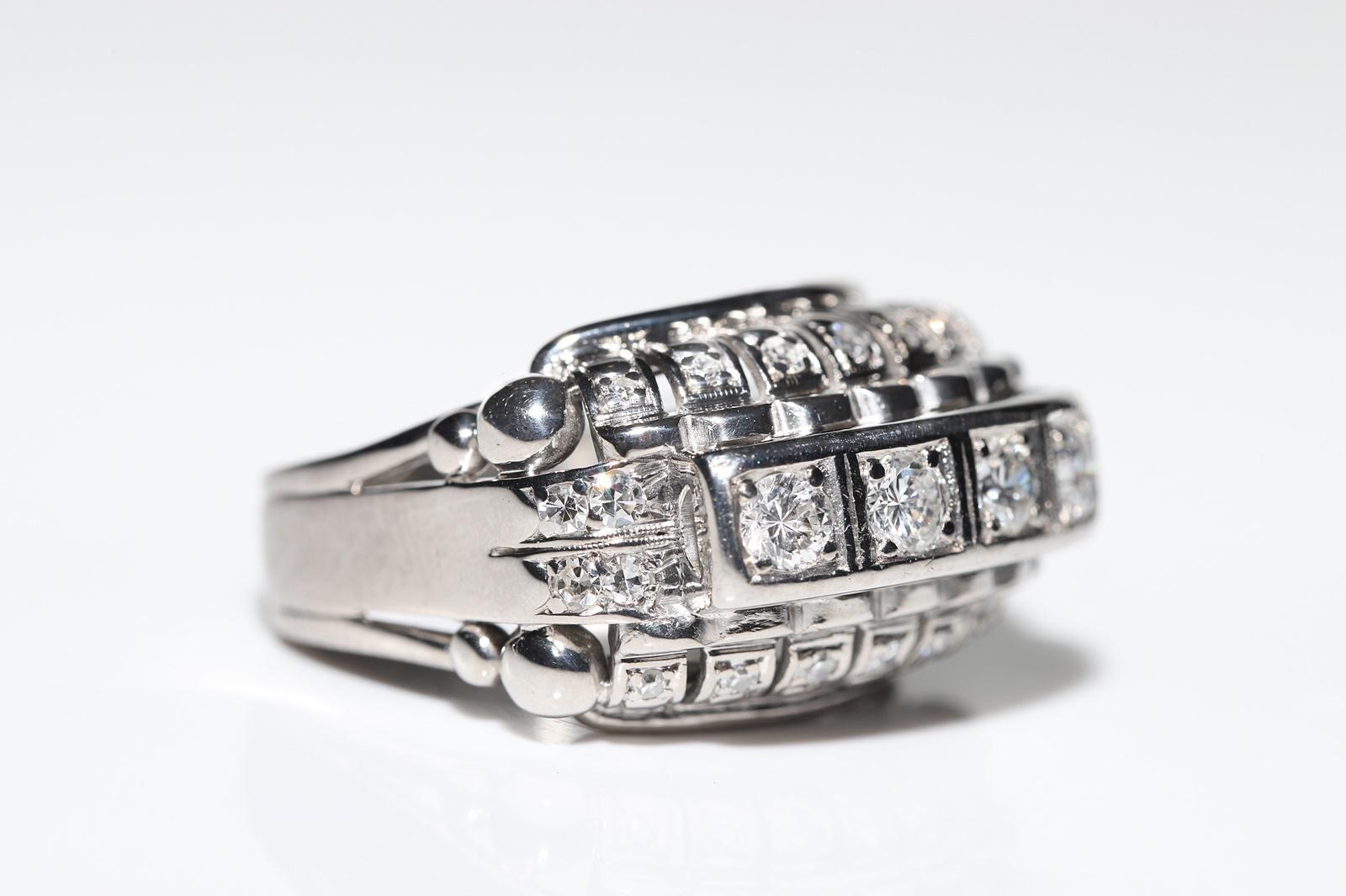 Antike CIRCA 1920s Art Deco 18k Gold natürlichen Diamanten verziert starken Ring im Angebot 1