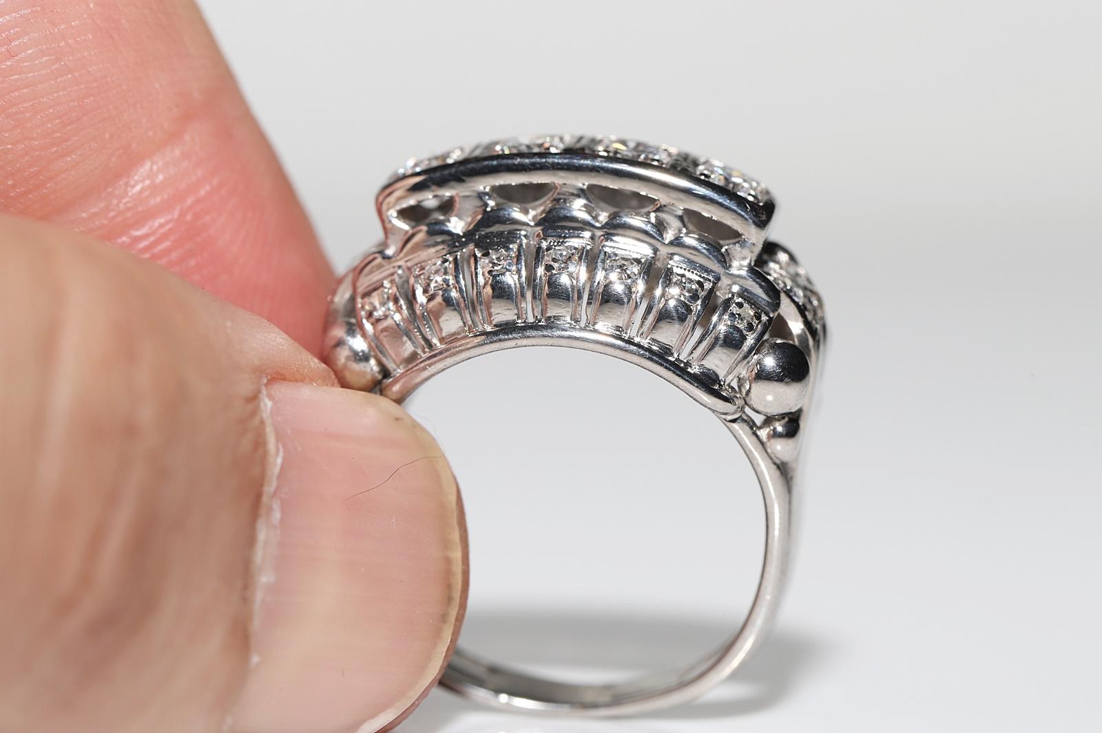 Antike CIRCA 1920s Art Deco 18k Gold natürlichen Diamanten verziert starken Ring im Angebot 2