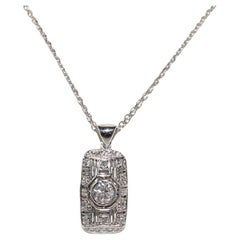 Antike CIRCA 1920s Art Deco 18k Gold natürlichen Diamant Anhänger Halskette