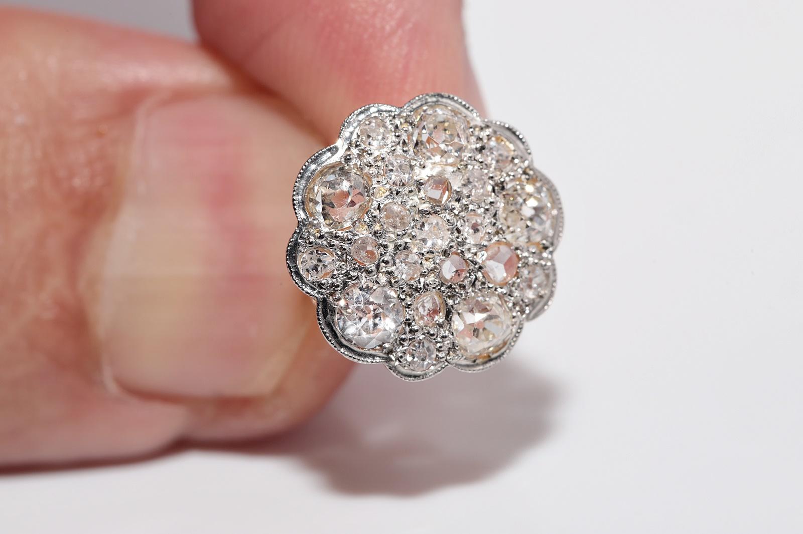 Antike CIRCA 1920s Art Deco 18k Gold Natürlicher Diamant  Runder Stil-Ohrring im Angebot 7