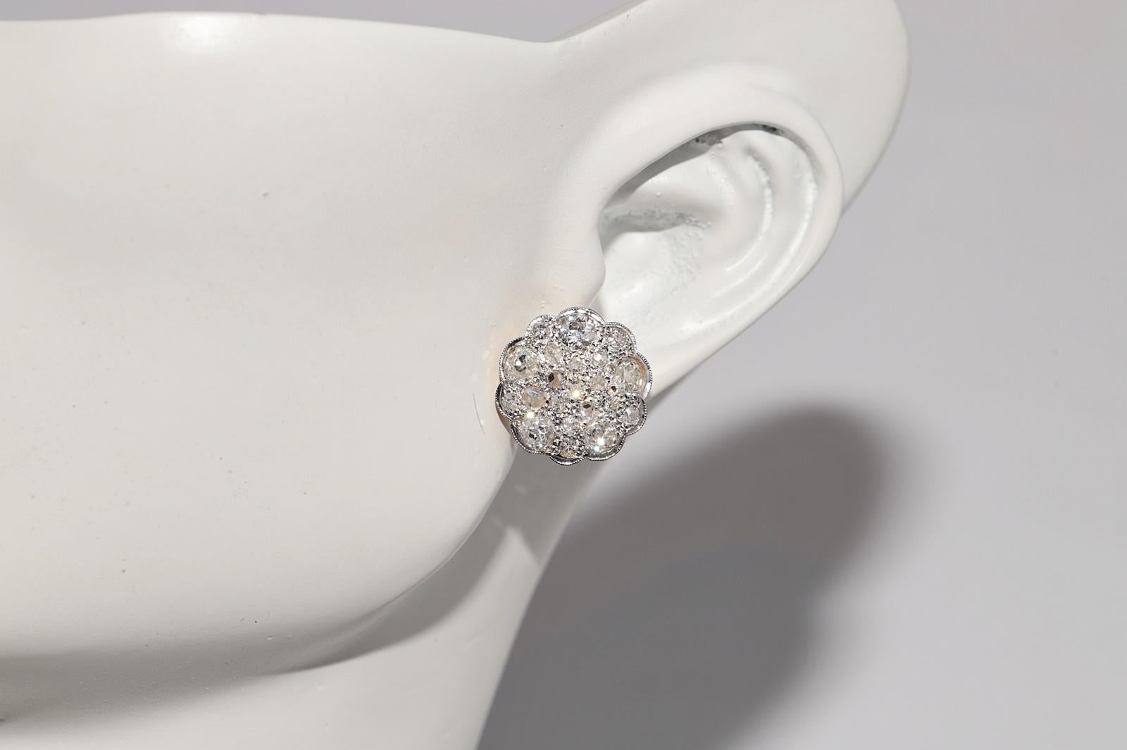 Antike CIRCA 1920s Art Deco 18k Gold Natürlicher Diamant  Runder Stil-Ohrring im Angebot 10