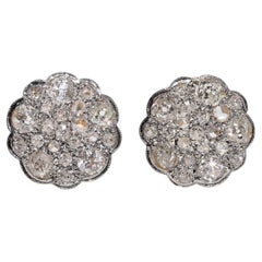 Arte Antiques 1920s Art Deco 18k Gold Diamante Naturale Orecchino rotondo