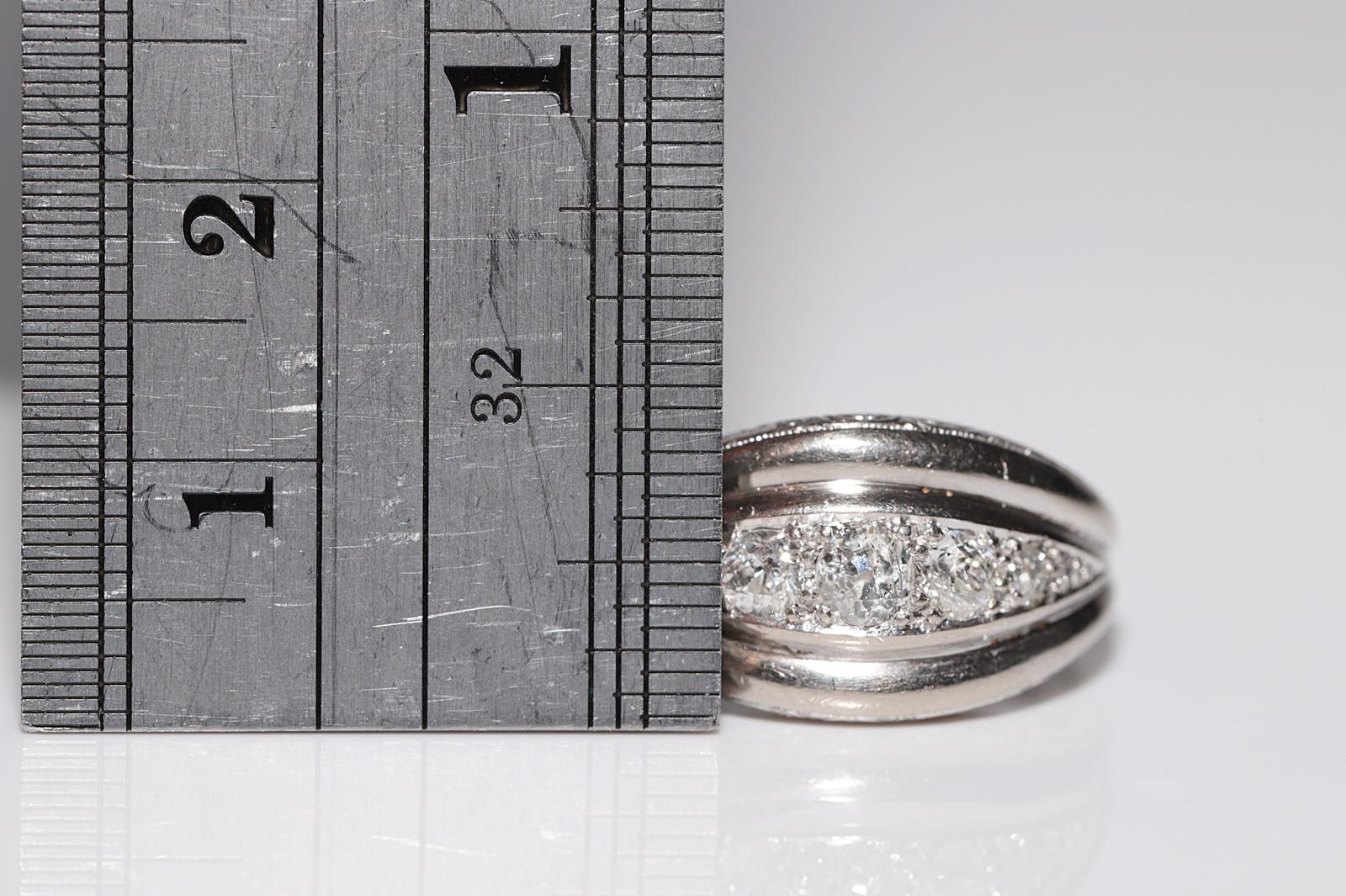 Anneau Art déco ancien des années 1920 en or 18 carats avec diamants naturels taille ancienne en vente 6