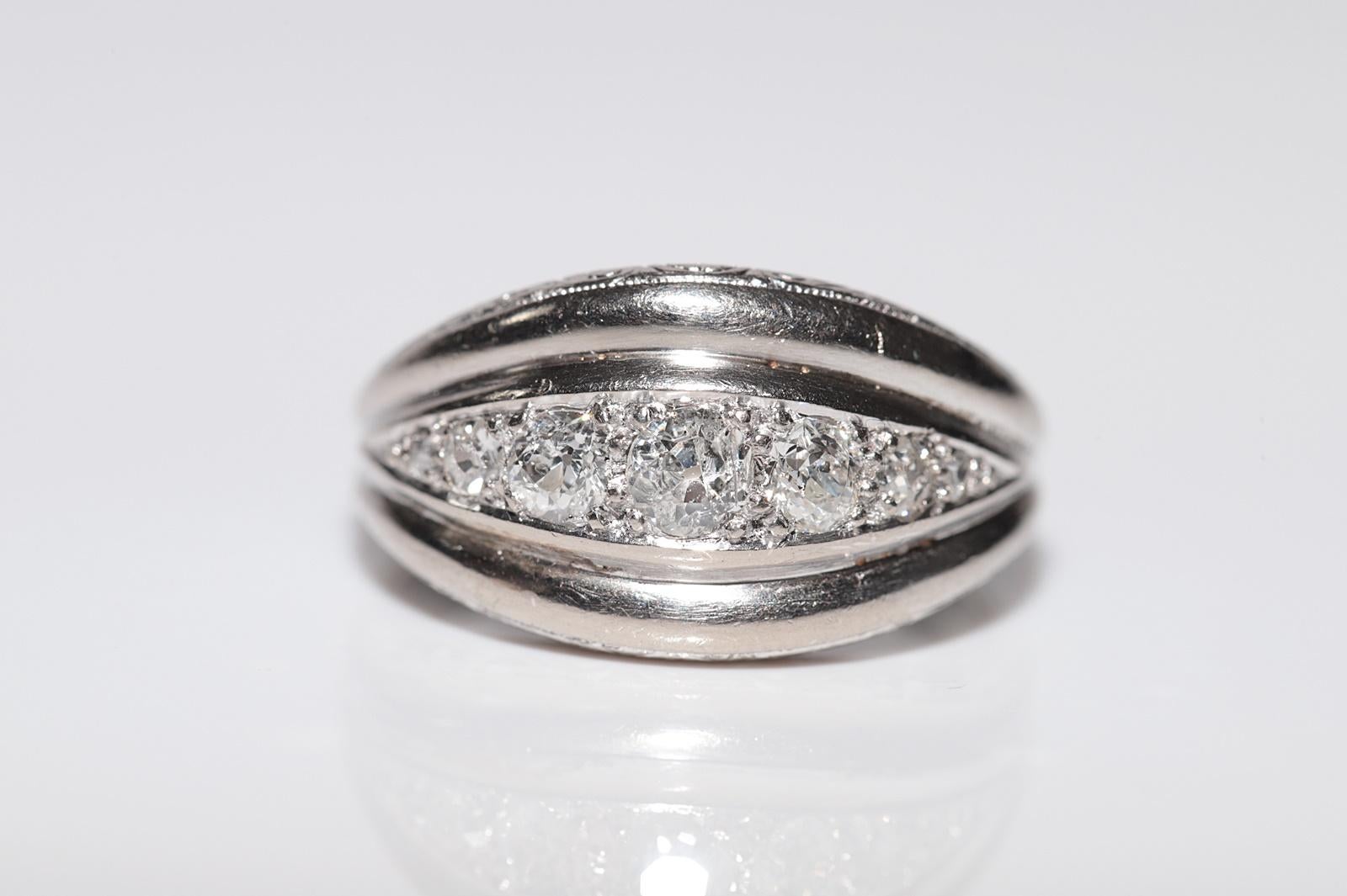Antique Circa 1920s Art Deco 18k Gold Natural Old Cut Diamond Band Ring In Good Condition For Sale In Fatih/İstanbul, 34