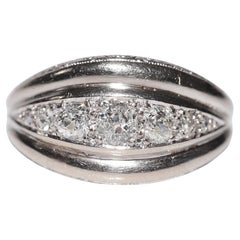 Anneau Art déco ancien des années 1920 en or 18 carats avec diamants naturels taille ancienne