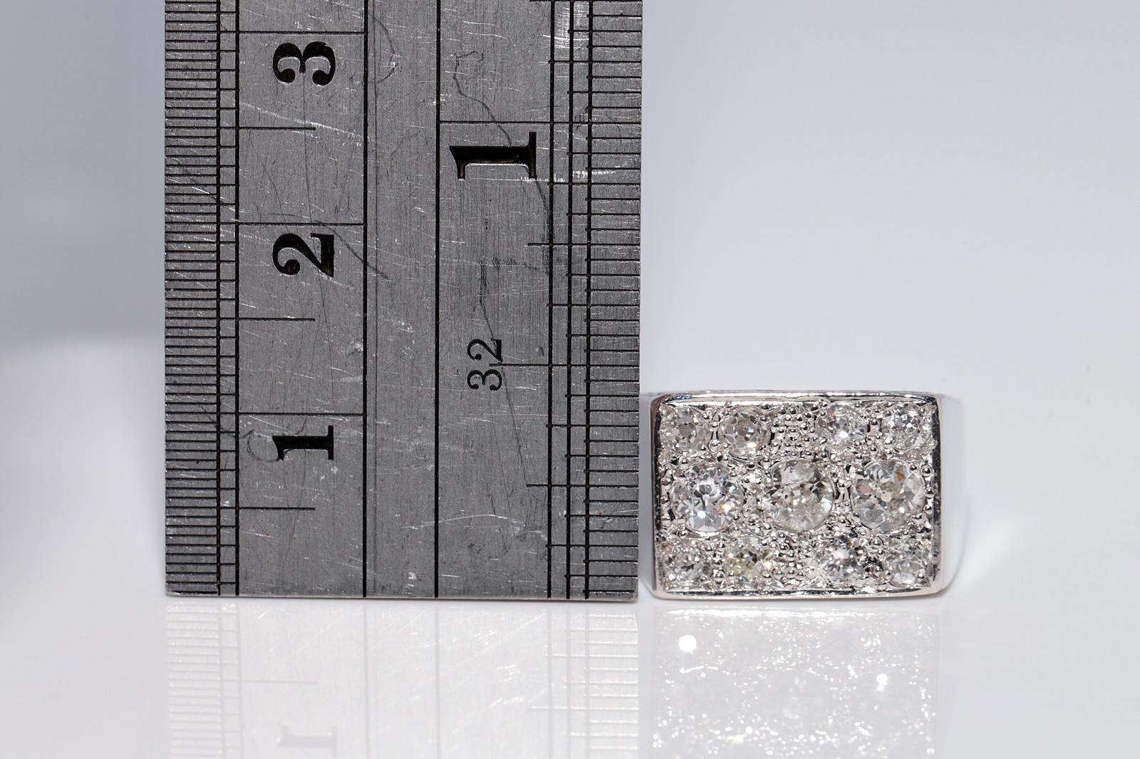 Antiguo anillo decorado con diamantes naturales talla antigua Art Decó de oro de 18 quilates de la década de 1920 en venta 8