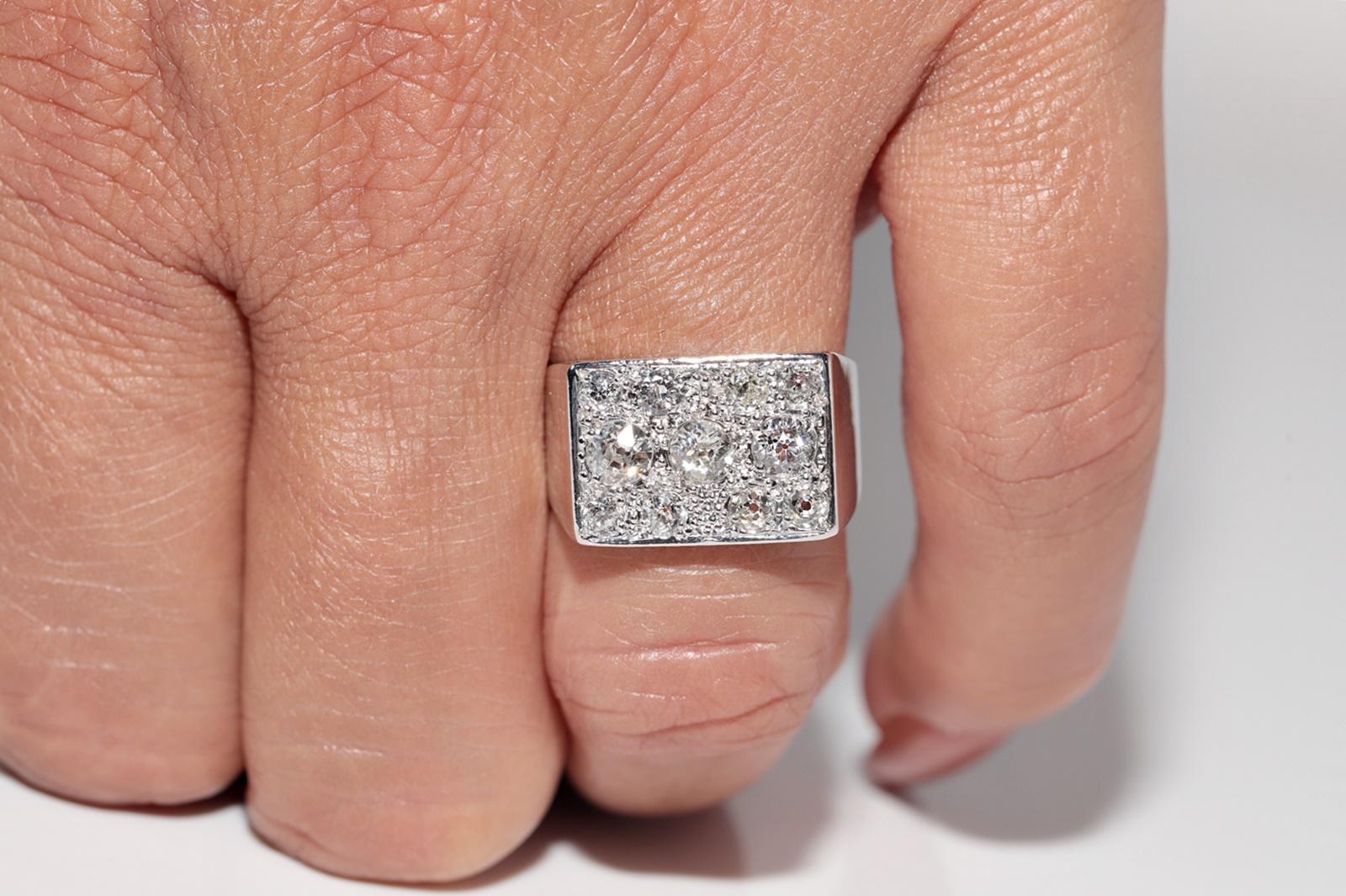 Antiguo anillo decorado con diamantes naturales talla antigua Art Decó de oro de 18 quilates de la década de 1920 en venta 11