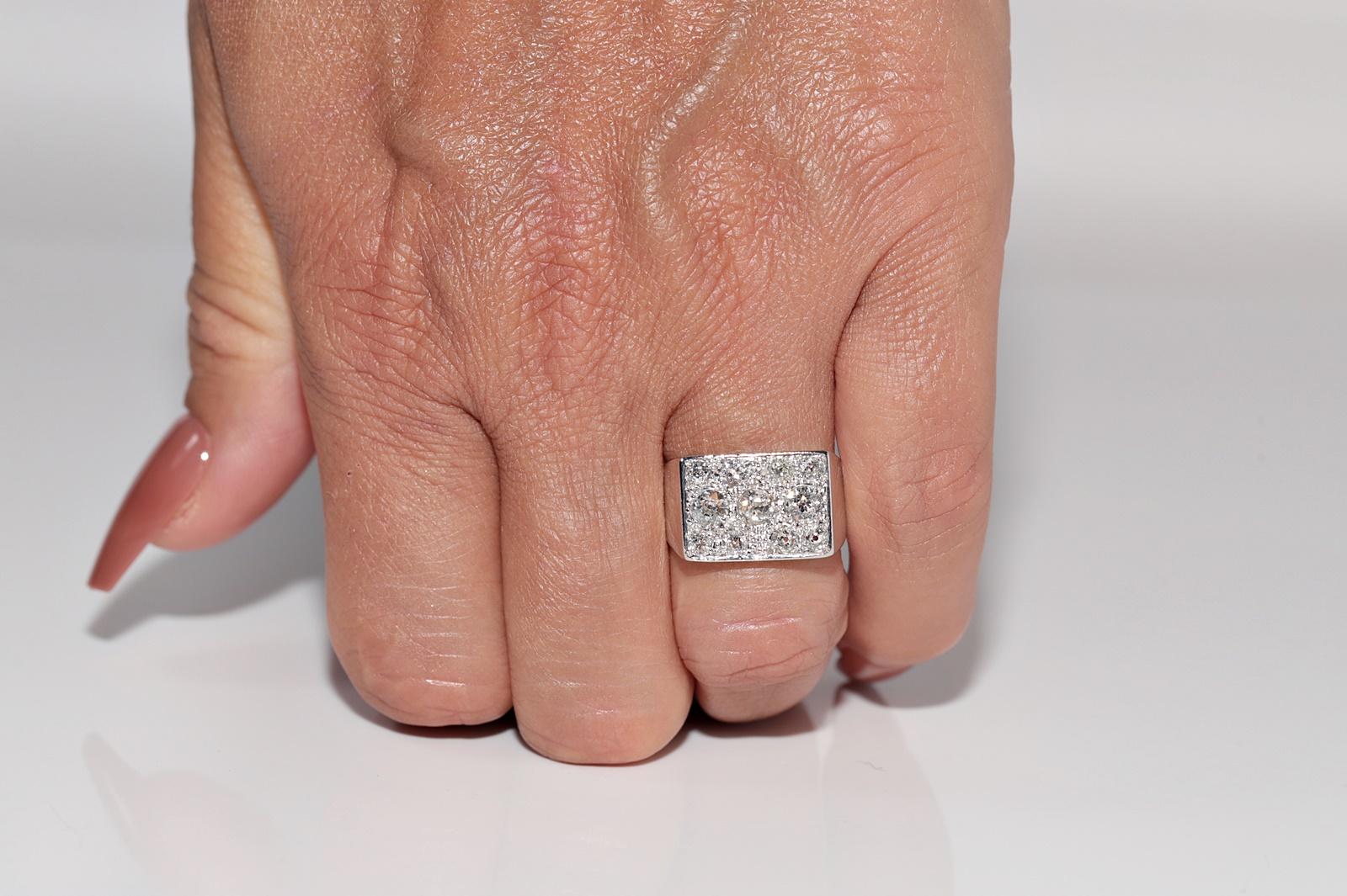 Antike CIRCA 1920s Art Deco 18k Gold Natürliche Altschliff Diamant dekoriert Ring im Angebot 11