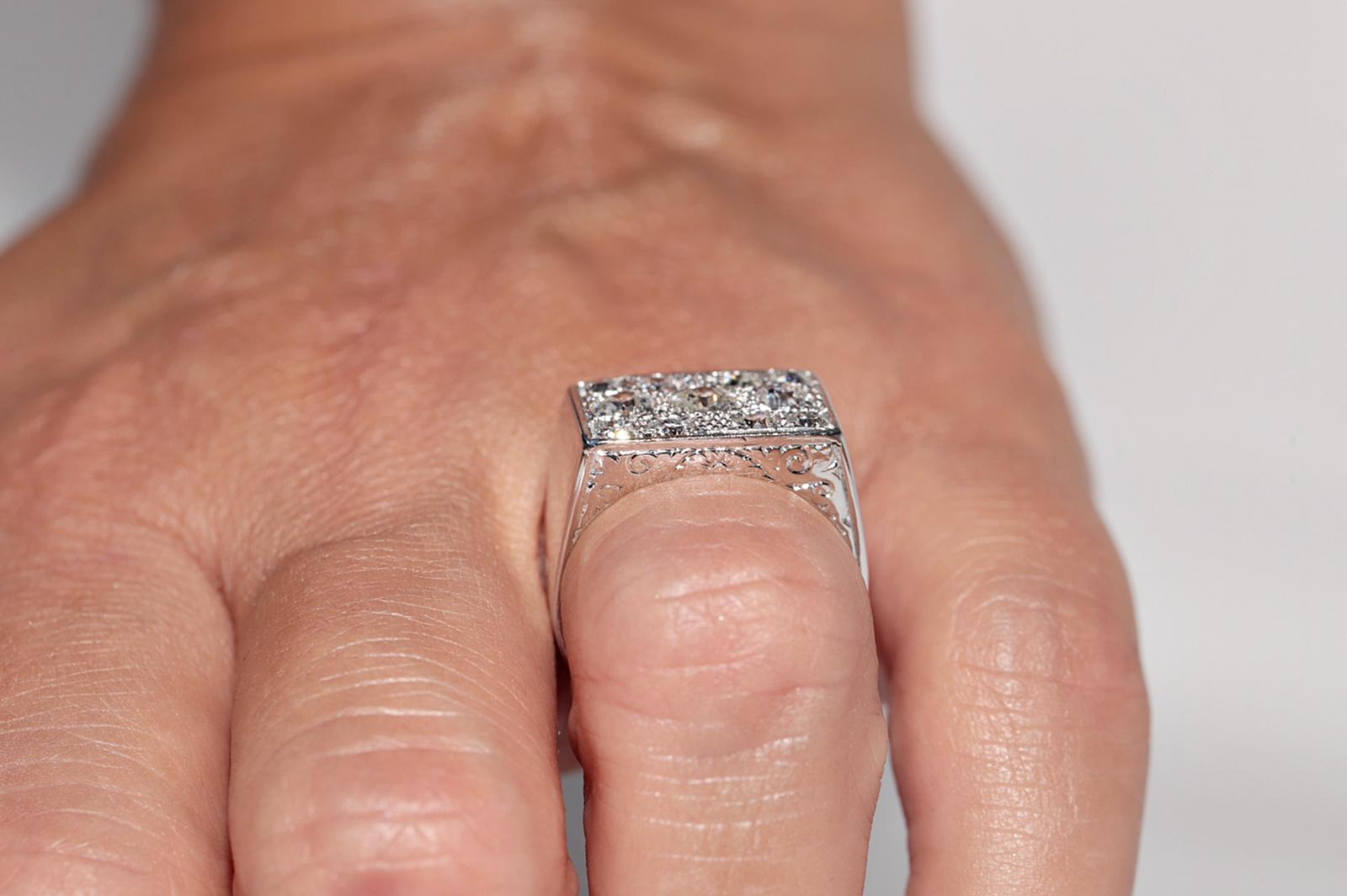 Antiguo anillo decorado con diamantes naturales talla antigua Art Decó de oro de 18 quilates de la década de 1920 en venta 15