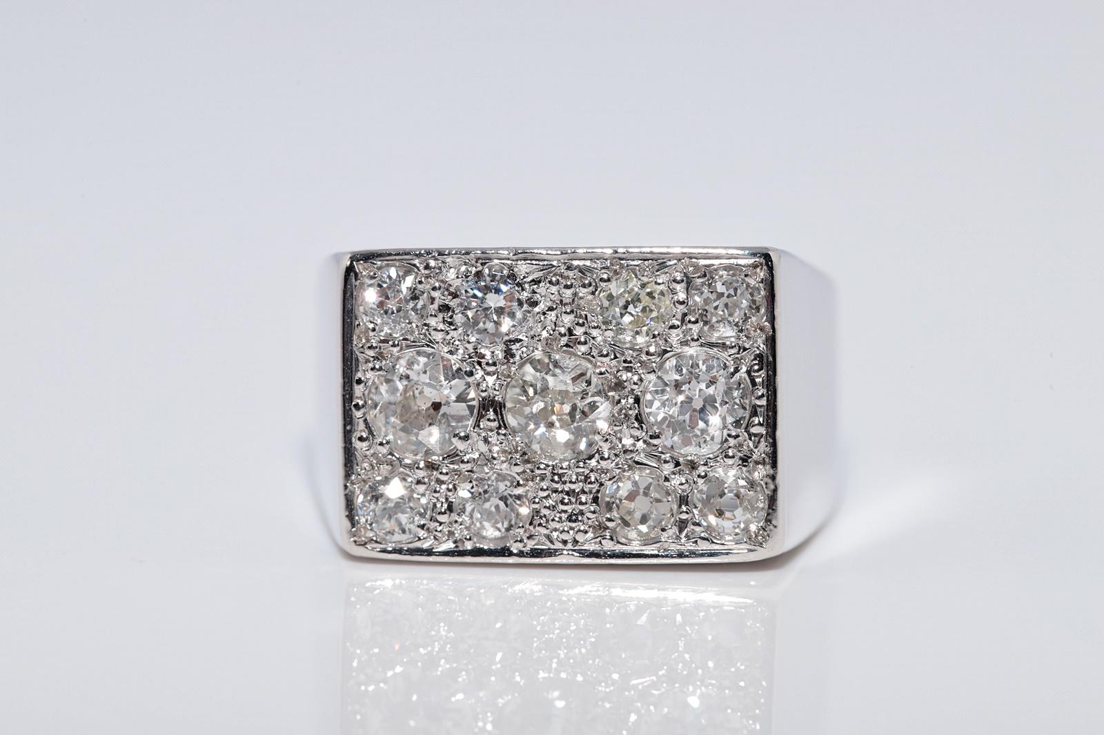 Antike CIRCA 1920s Art Deco 18k Gold Natürliche Altschliff Diamant dekoriert Ring (Alteuropäischer Brillantschliff) im Angebot