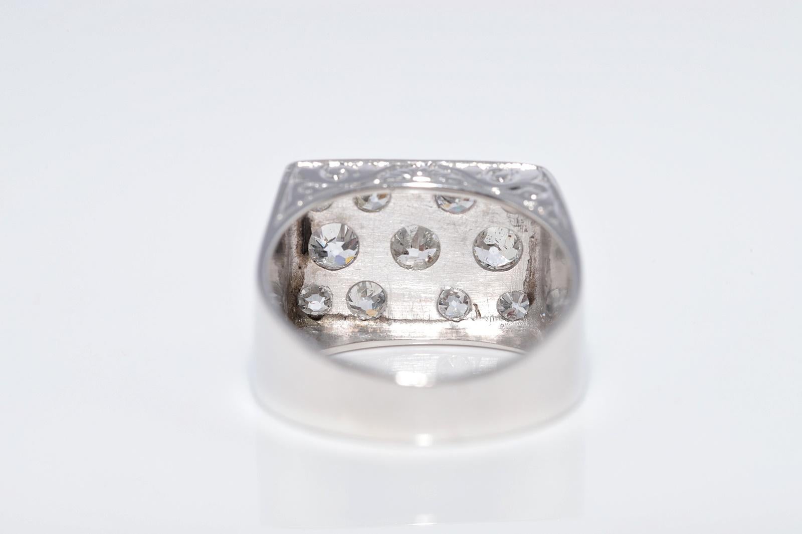 Antike CIRCA 1920s Art Deco 18k Gold Natürliche Altschliff Diamant dekoriert Ring im Angebot 2