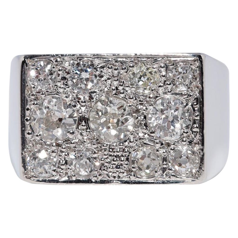 Anello antico CIRCA 1920 Art Decor in oro 18k con diamanti naturali taglio vecchio