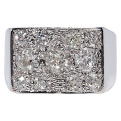 Anello antico CIRCA 1920 Art Decor in oro 18k con diamanti naturali taglio vecchio