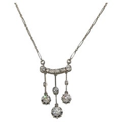 Antique Circa 1920s Art Deco 18k Gold Natural Old Cut Diamond Necklace