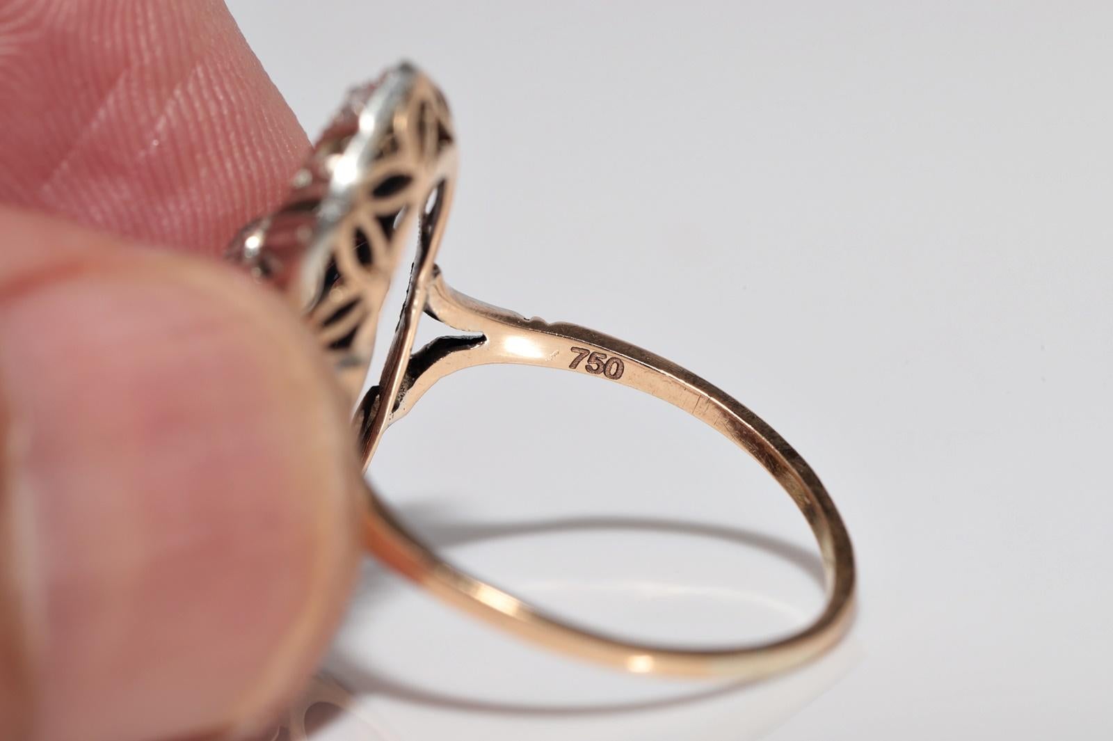 Antike CIRCA 1920s Art Deco 18k Gold Top Silber Natürliche Rose Cut Diamond Ring im Angebot 4