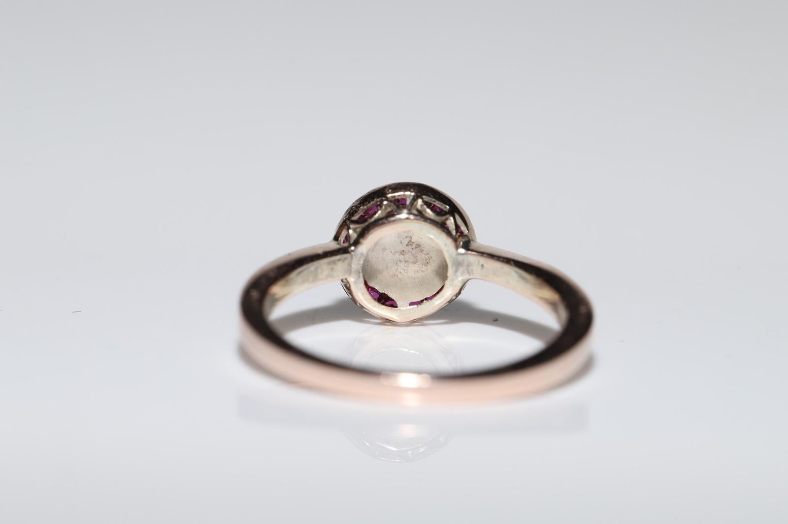 Antique Circa 1920s Art Deco 8k Gold Natural Diamond And Caliber Ruby Ring For Sale 6