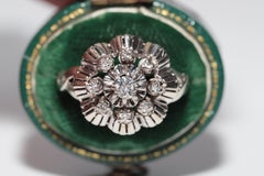 Antique Circa 1920s Art Deco Handcrafted 18k Gold Natural Diamond Decorated Ring