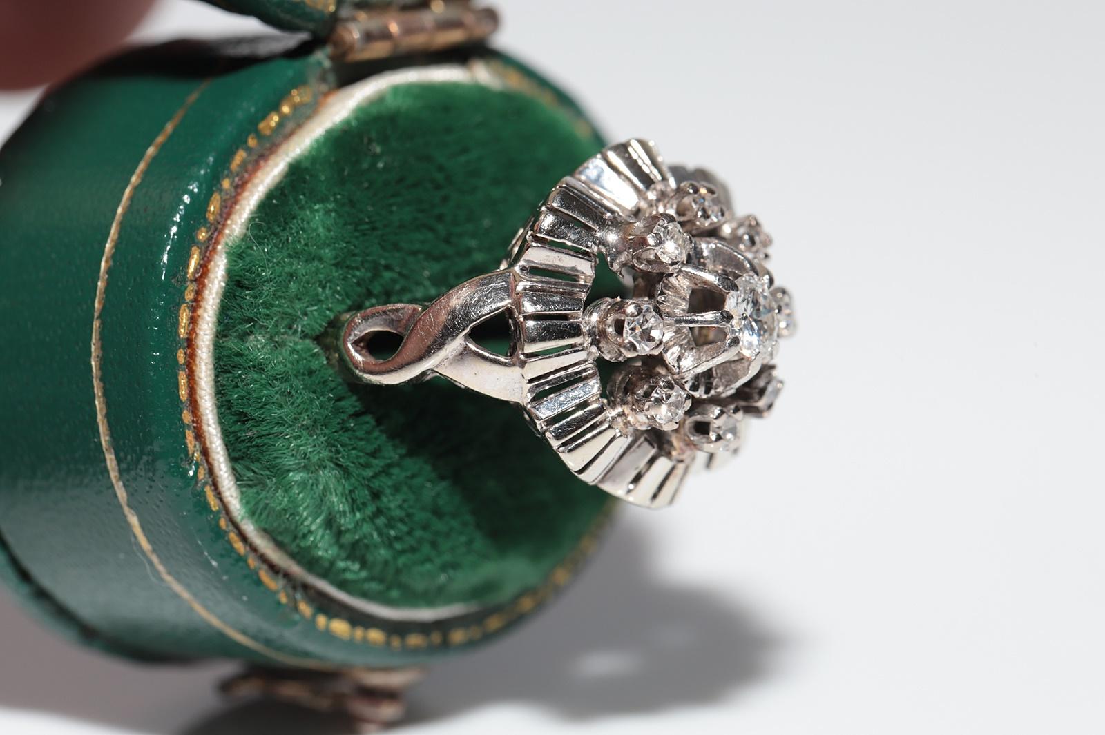 Taille brillant Bague Art déco ancienne des années 1920, fabriquée à la main en or 18 carats et décorée de diamants naturels en vente