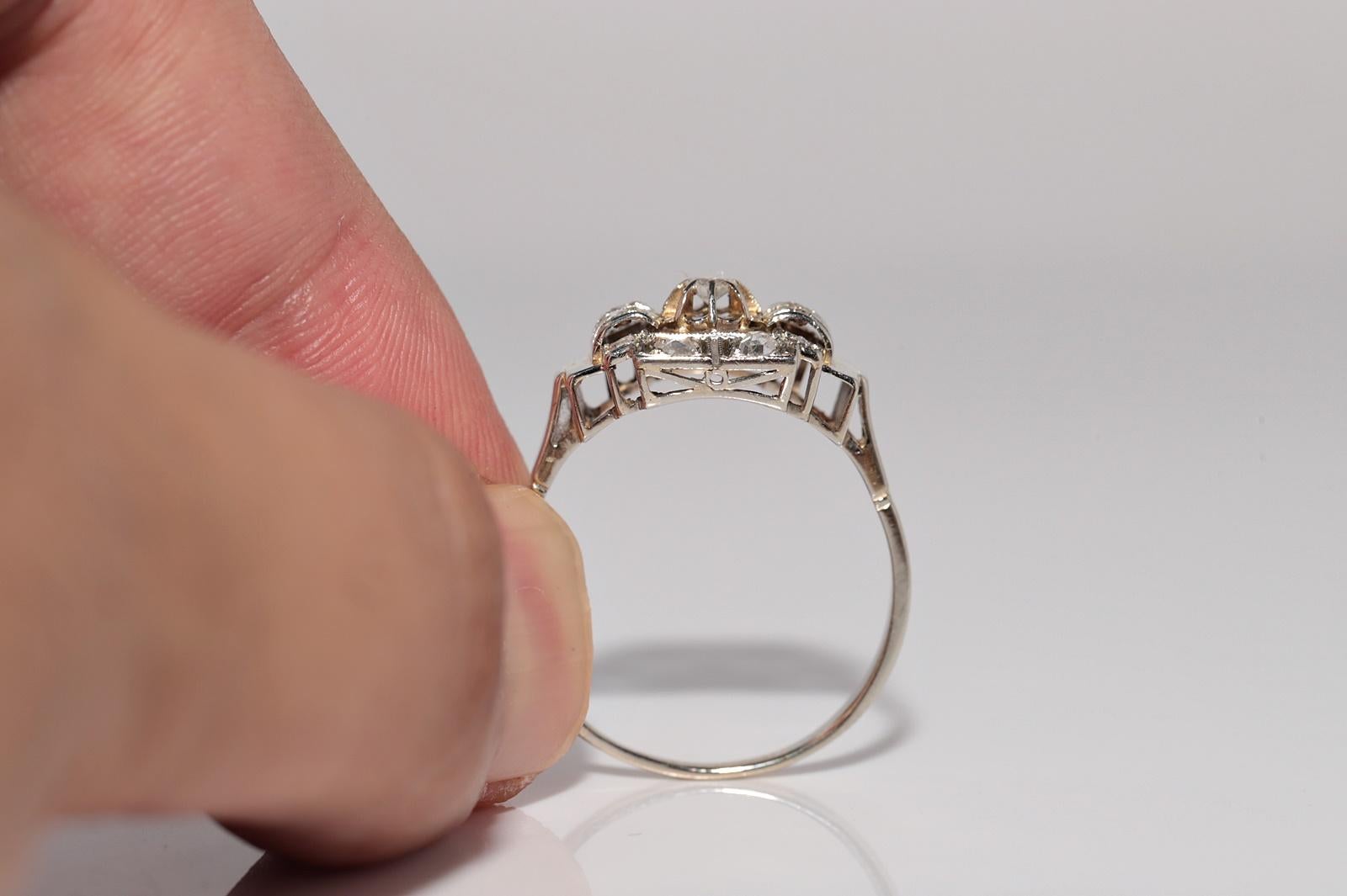 Antique Circa 1920s Art Deco Handcrafted 18k Gold Natural Diamond Ring For Sale 5
