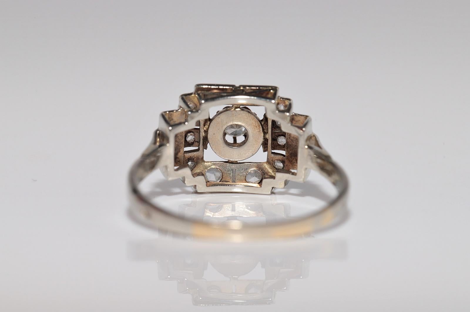 Antique Circa 1920s Art Deco Handcrafted 18k Gold Natural Diamond Ring For Sale 6