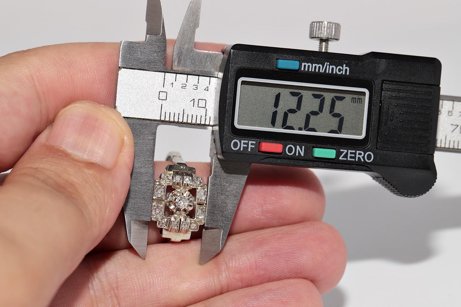 Antique Circa 1920s Art Deco Handcrafted 18k Gold Natural Diamond Ring For Sale 7