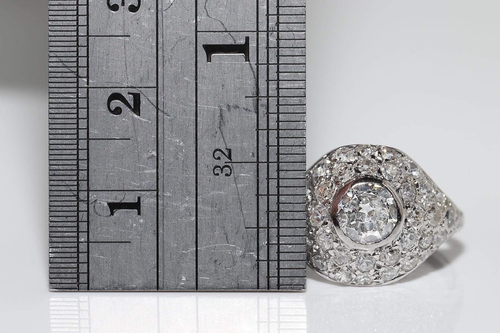 Antique Circa 1920s Art Deco Platinum Natural Diamond Decorated Ring 5