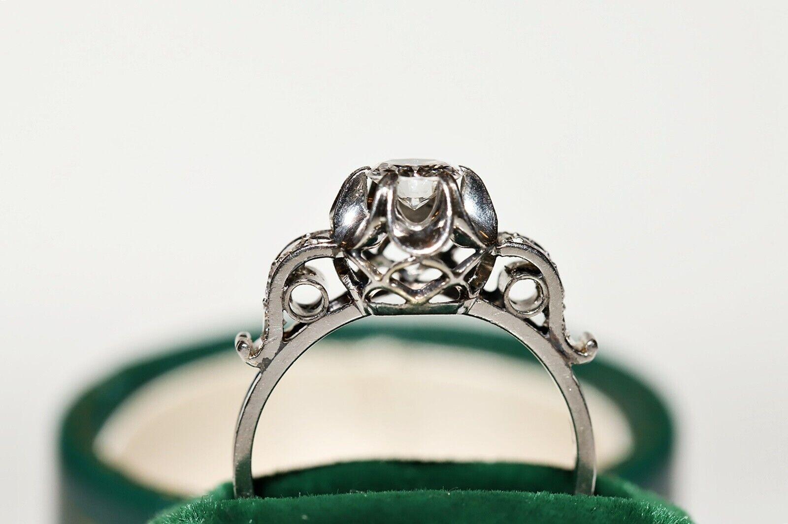 Antique Circa 1920s Art Deco Platinum Natural Diamond Decorated Ring For Sale 9