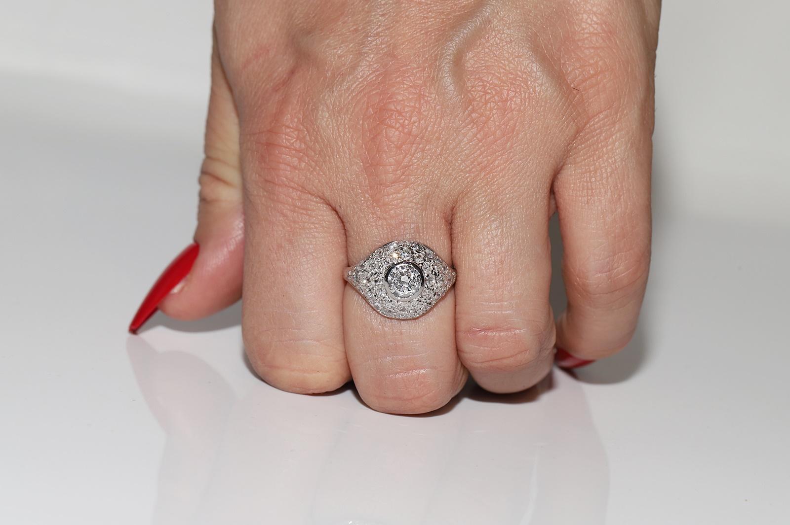 Antiker Art-Déco-Ring aus Platin mit natürlichem Diamanten, ca. 1920er Jahre 8