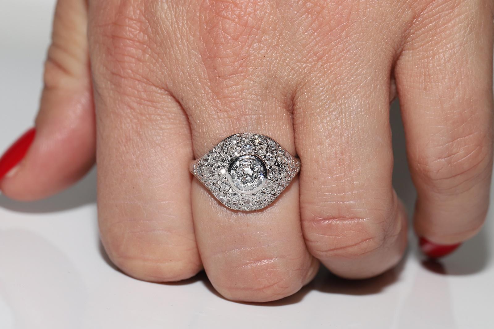 Antiker Art-Déco-Ring aus Platin mit natürlichem Diamanten, ca. 1920er Jahre 9