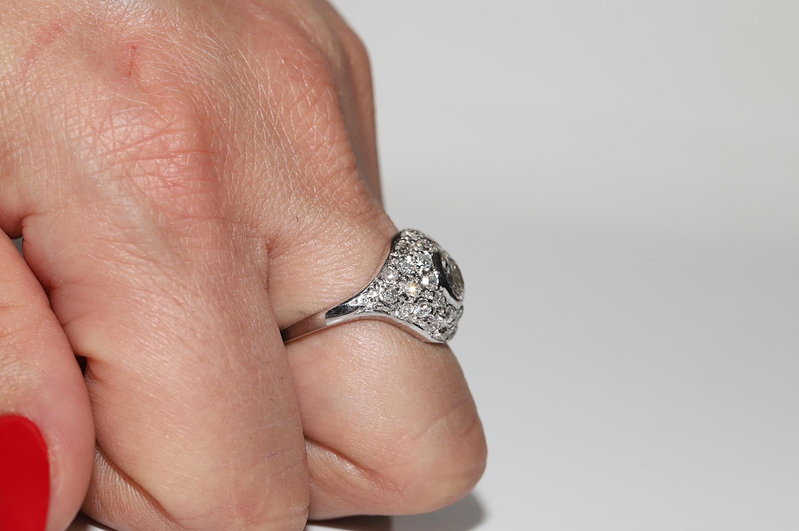 Antiker Art-Déco-Ring aus Platin mit natürlichem Diamanten, ca. 1920er Jahre 10