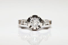 Antique Circa 1920s Art Deco Platinum Natural Diamond Decorated Ring