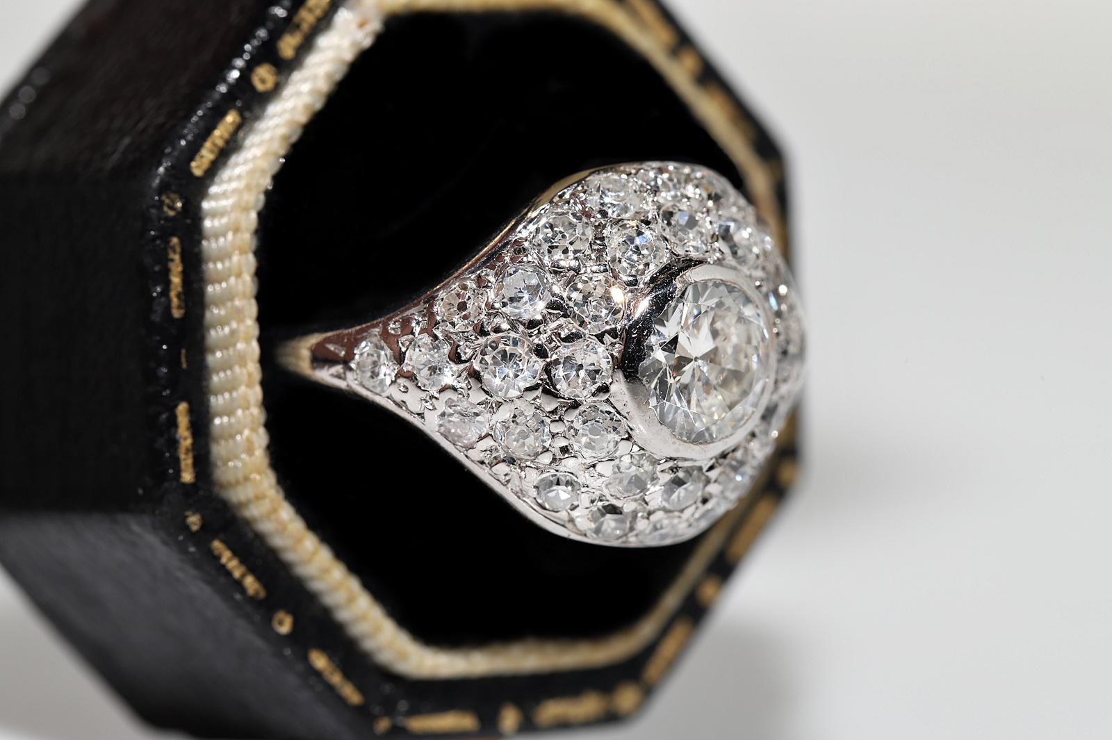 Brilliant Cut Antique Circa 1920s Art Deco Platinum Natural Diamond Decorated Ring