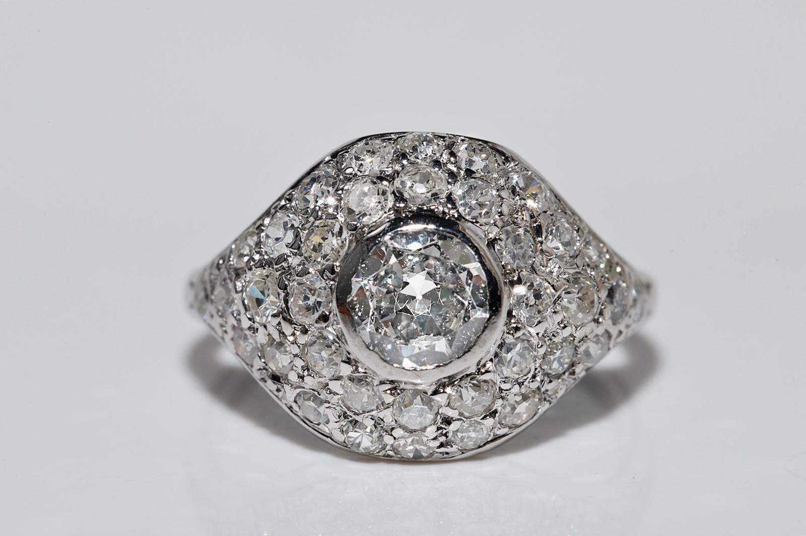 Antiker Art-Déco-Ring aus Platin mit natürlichem Diamanten, ca. 1920er Jahre (Brillantschliff)