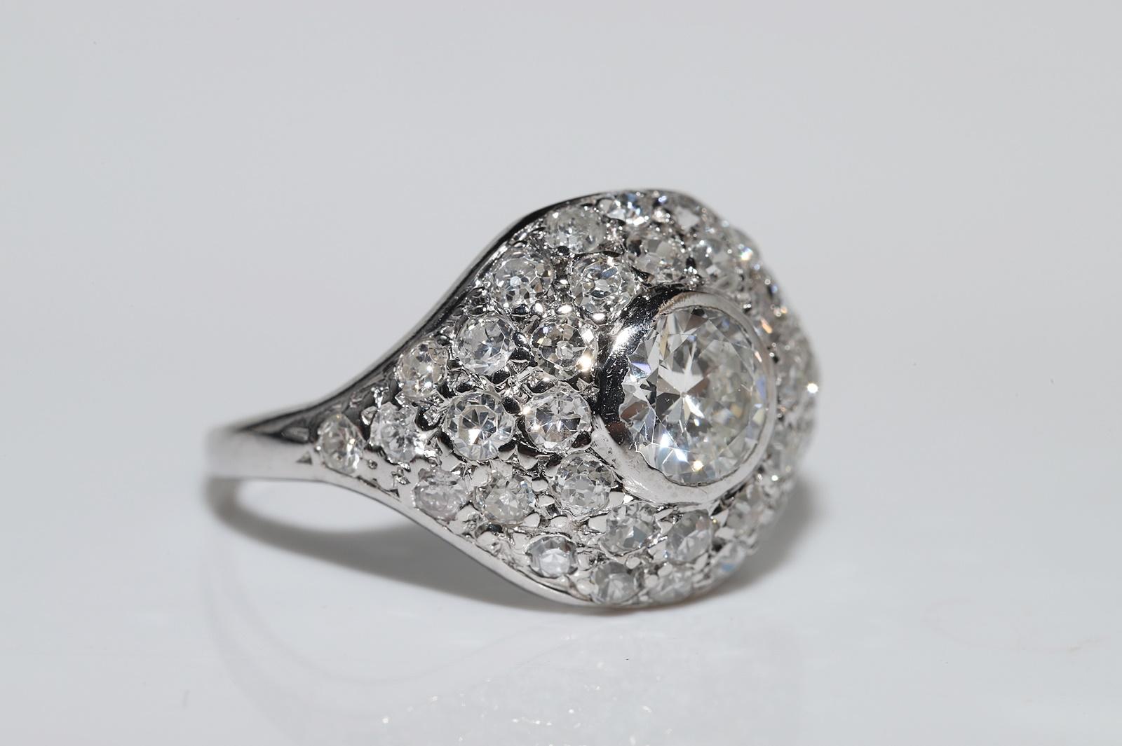 Antiker Art-Déco-Ring aus Platin mit natürlichem Diamanten, ca. 1920er Jahre im Zustand „Gut“ in Fatih/İstanbul, 34