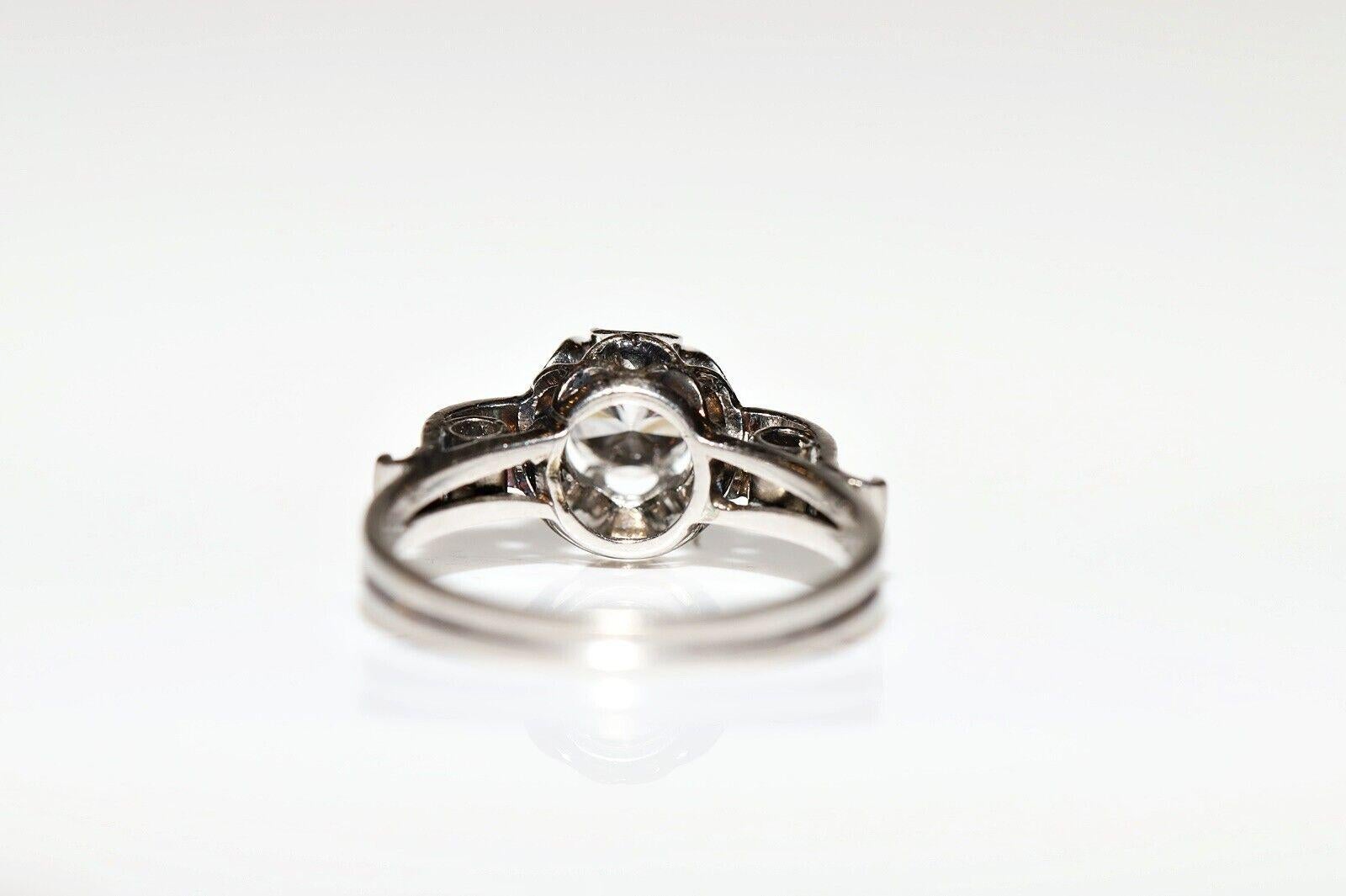 Antique Circa 1920s Art Deco Platinum Natural Diamond Decorated Ring For Sale 1