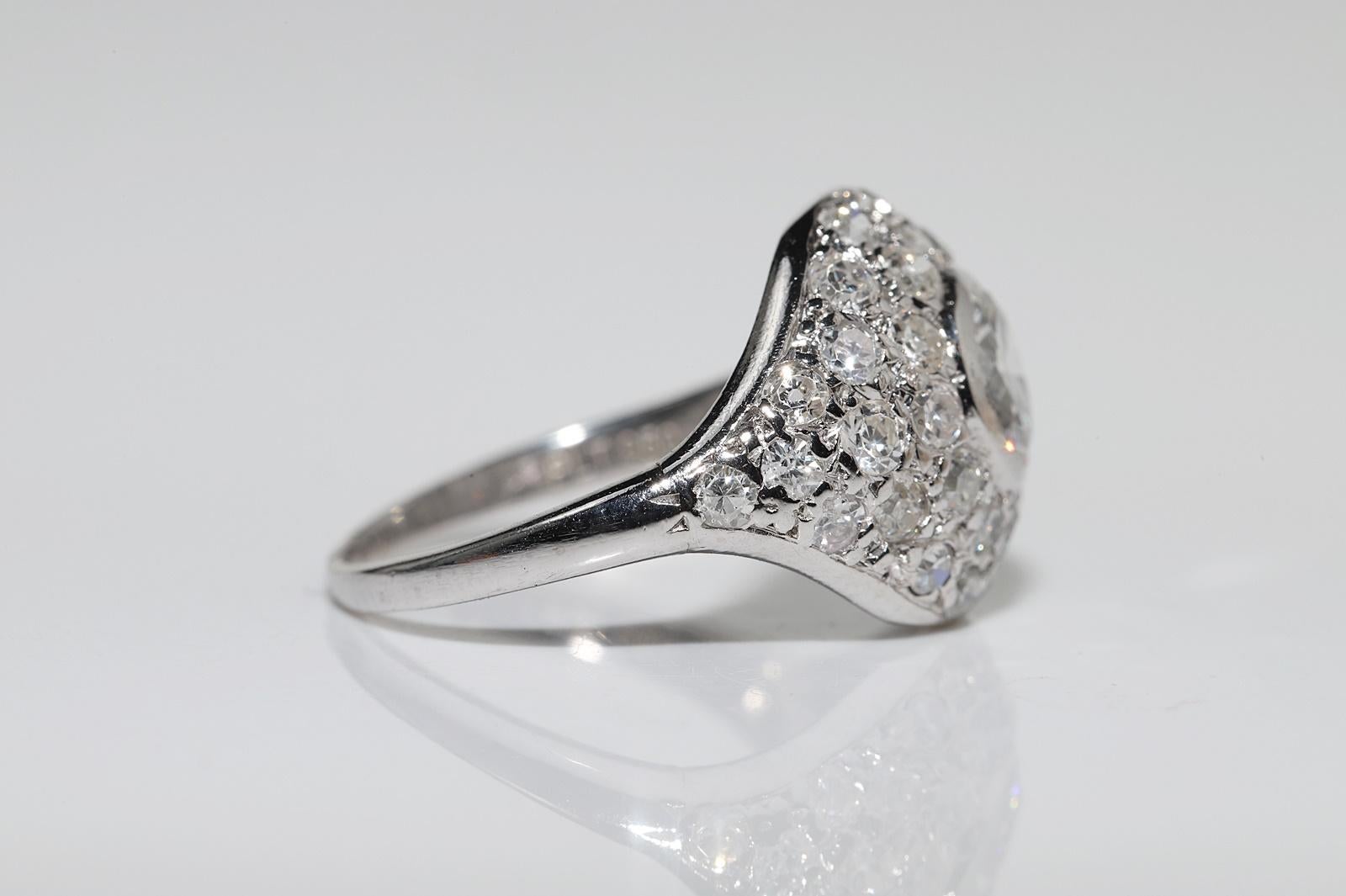 Antique Circa 1920s Art Deco Platinum Natural Diamond Decorated Ring 1