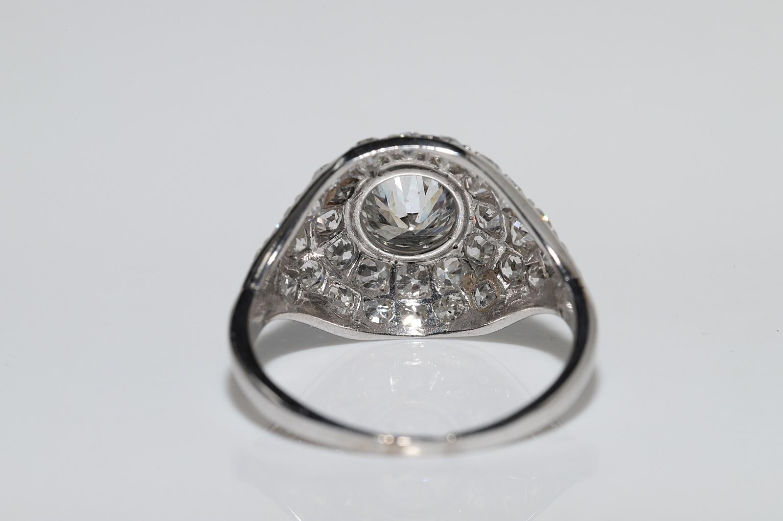 Antique Circa 1920s Art Deco Platinum Natural Diamond Decorated Ring 2
