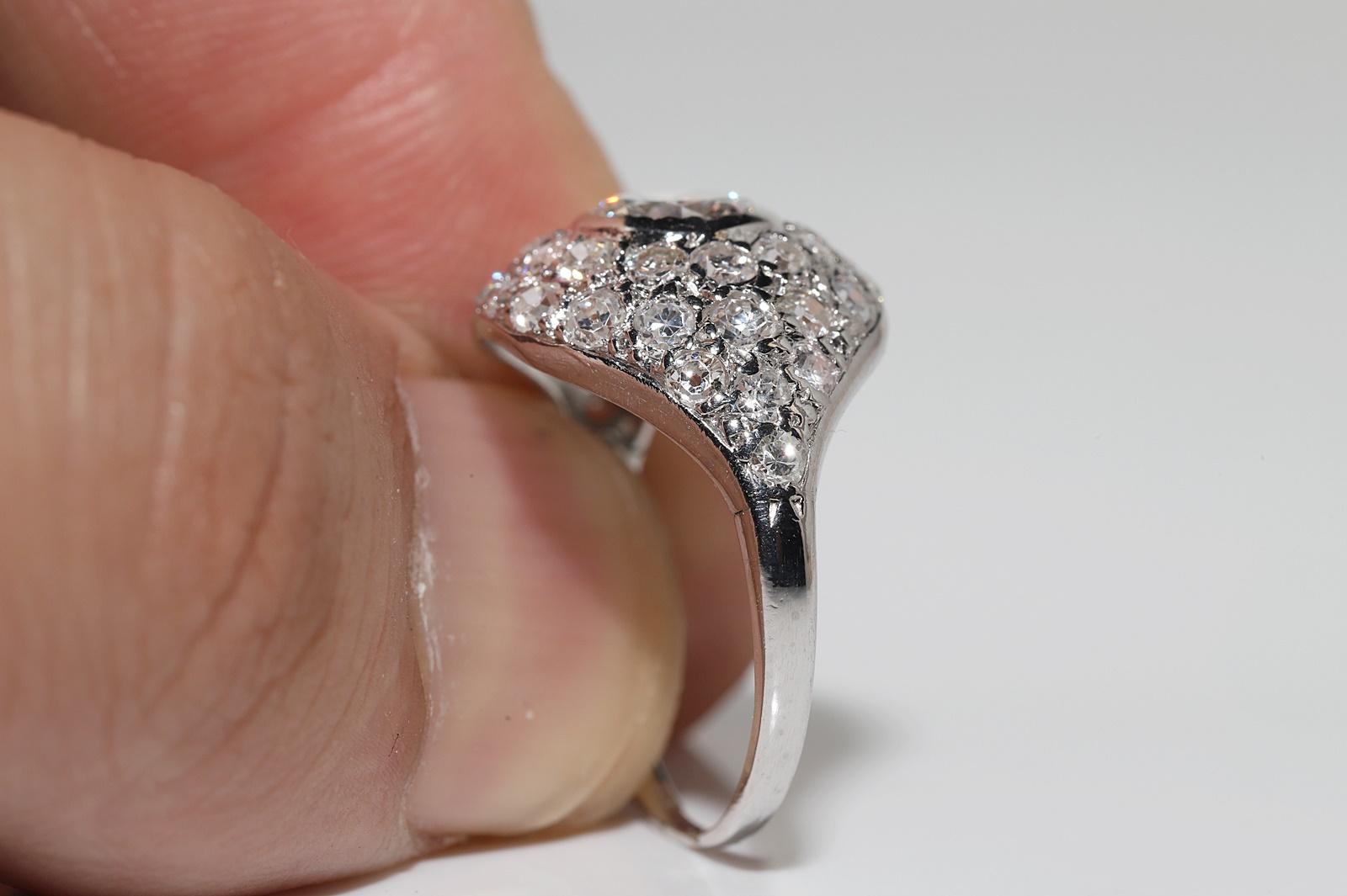 Antiker Art-Déco-Ring aus Platin mit natürlichem Diamanten, ca. 1920er Jahre 2