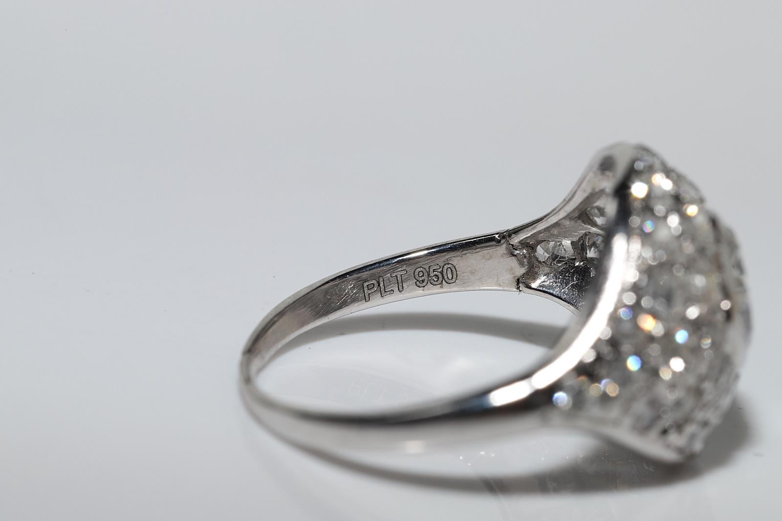 Antique Circa 1920s Art Deco Platinum Natural Diamond Decorated Ring 4