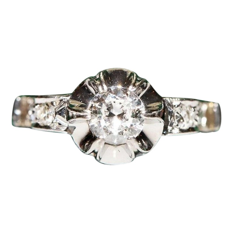 Anello antico CIRCA 1920 Art Decor in platino e diamanti naturali