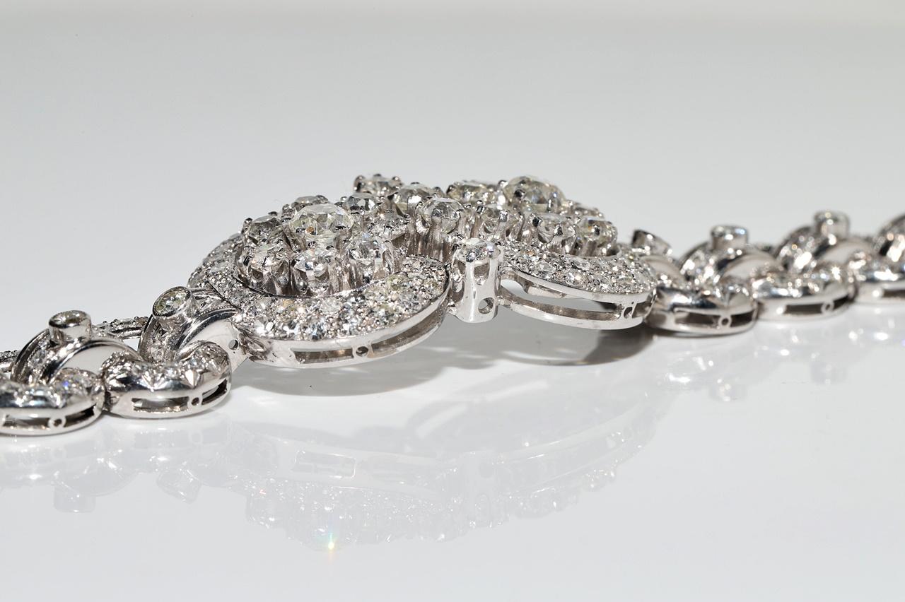 Antike CIRCA 1920s Art Deco Platin natürlichen Diamanten verziert starke Armband 5