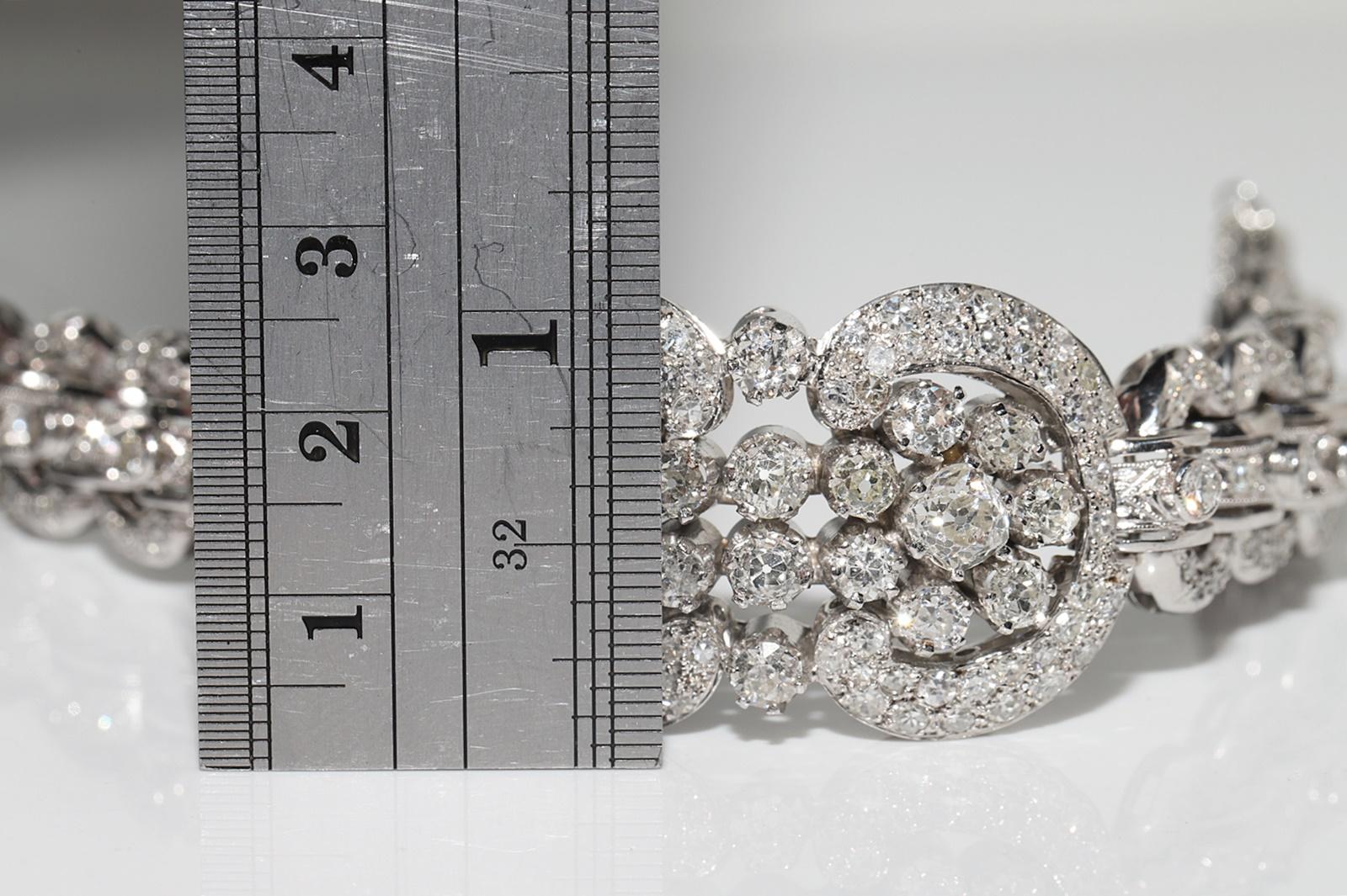 Antike CIRCA 1920s Art Deco Platin natürlichen Diamanten verziert starke Armband 6