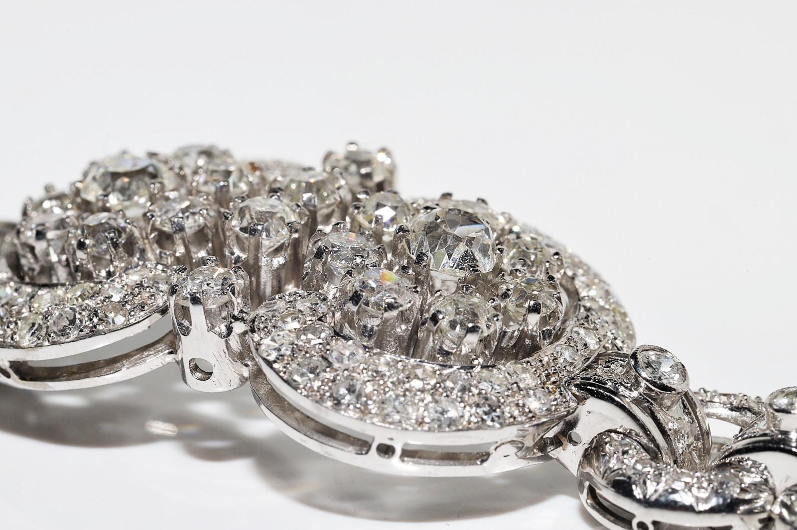 Antike CIRCA 1920s Art Deco Platin natürlichen Diamanten verziert starke Armband 9