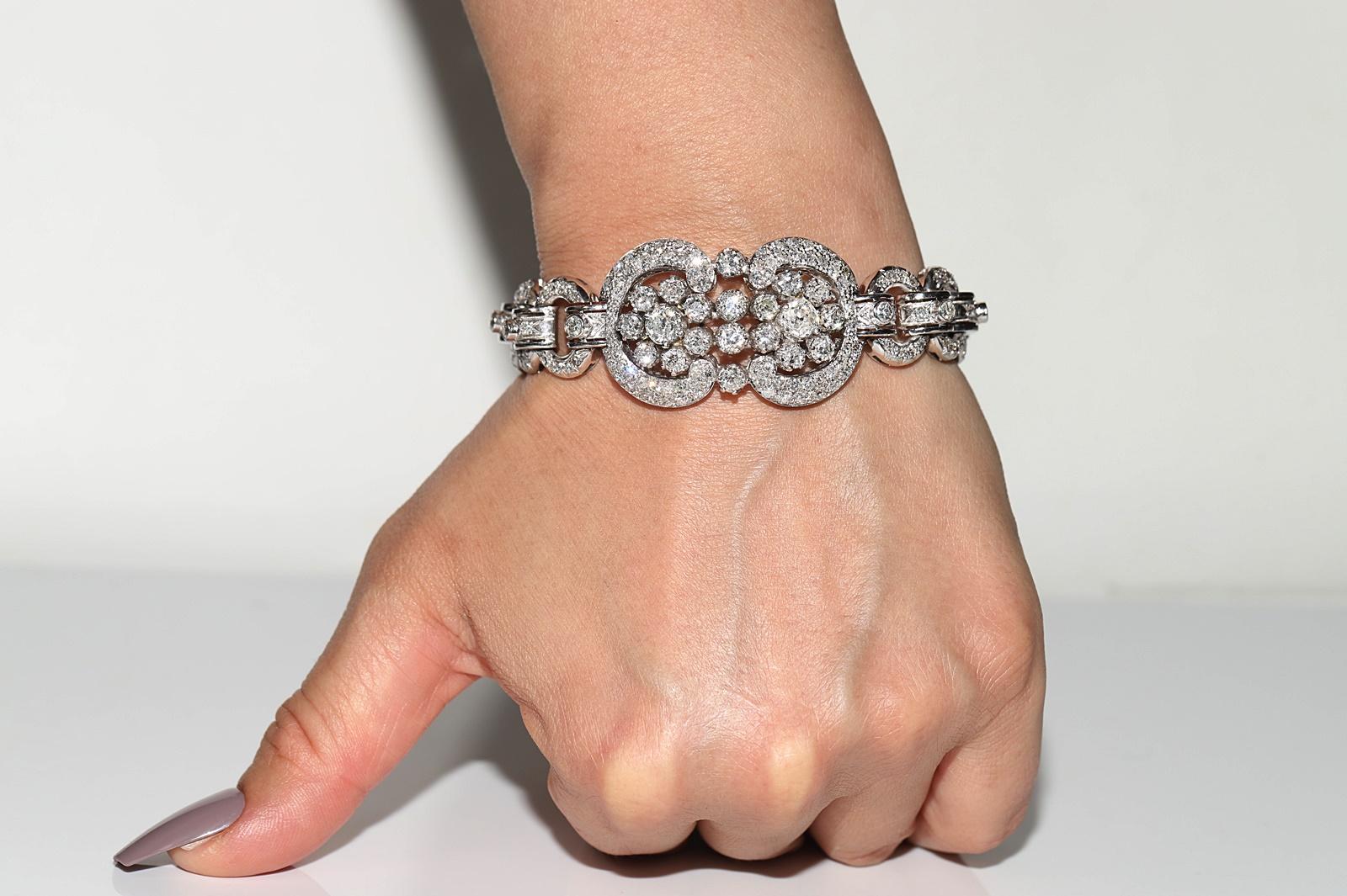 Antike CIRCA 1920s Art Deco Platin natürlichen Diamanten verziert starke Armband 12