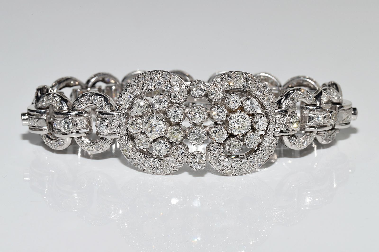 Antike CIRCA 1920s Art Deco Platin natürlichen Diamanten verziert starke Armband (Alteuropäischer Brillantschliff)